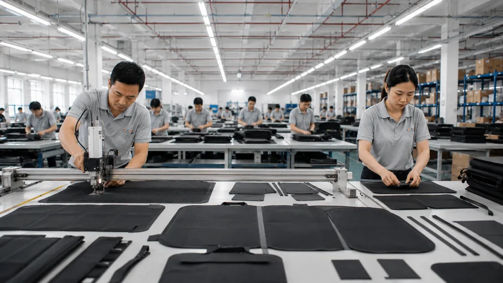 Fabric cutting process for backpack manufacturing