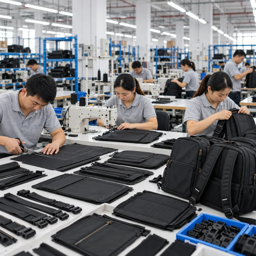 Backpack cutting sewing and assembly process