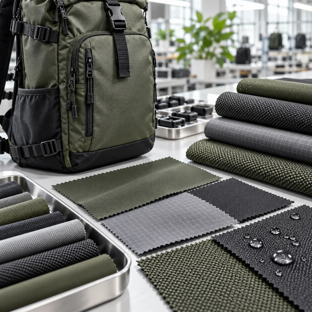 Backpack fabric materials and denier samples for quality backpack construction