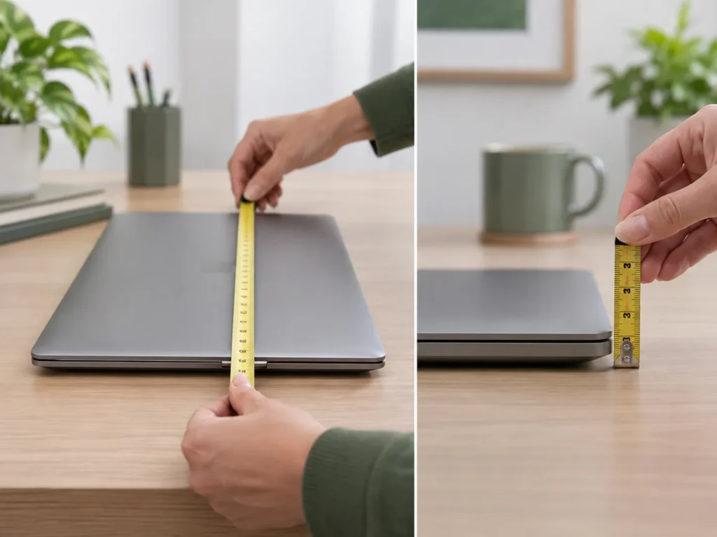 Measure laptop depth and thickness for choosing the right laptop bag