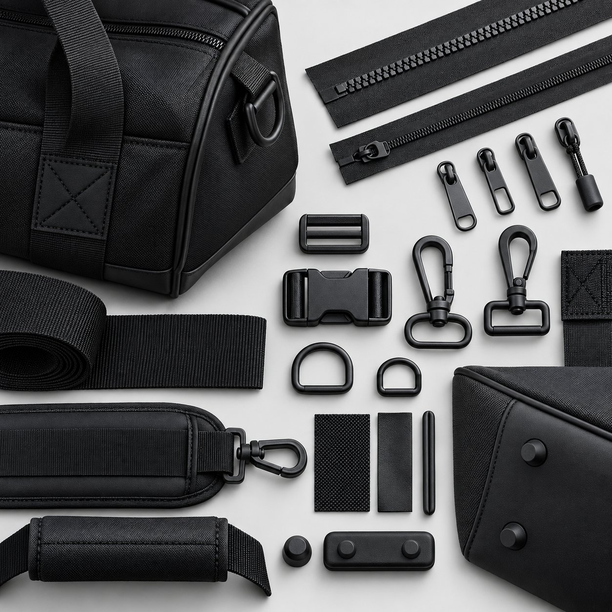 Custom travel duffel bag zippers handles straps and hardware