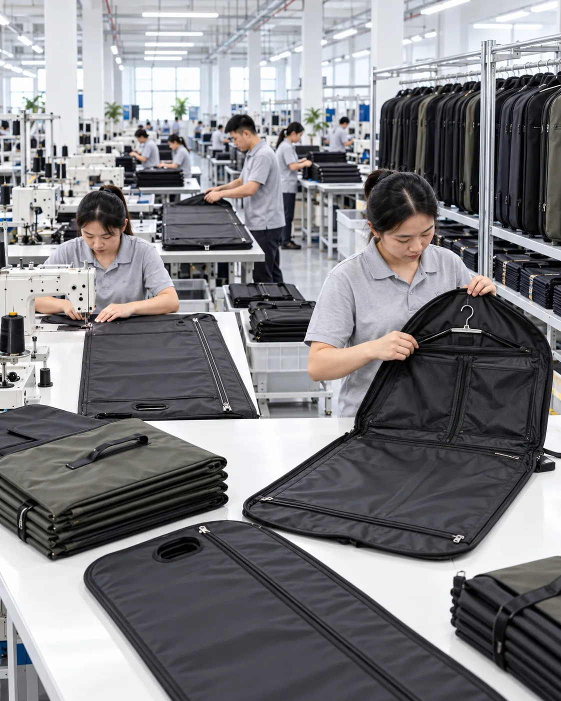 Travel garment bag production line