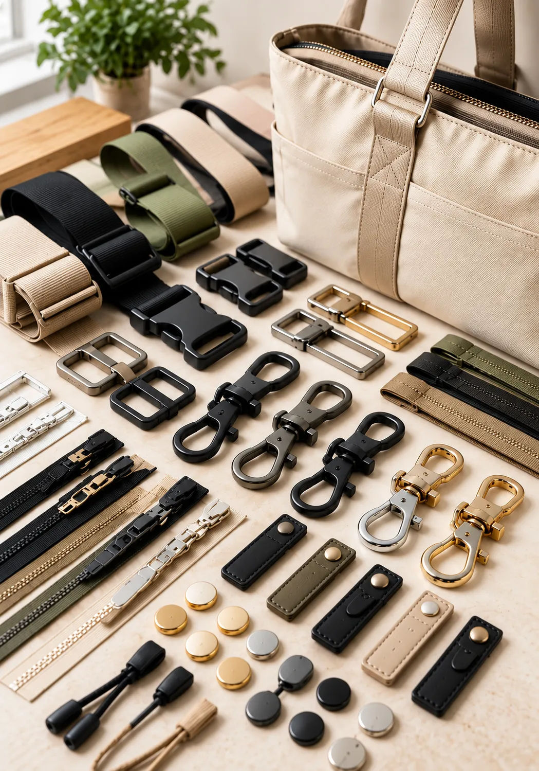 Custom travel tote bag zippers handles shoulder straps and hardware
