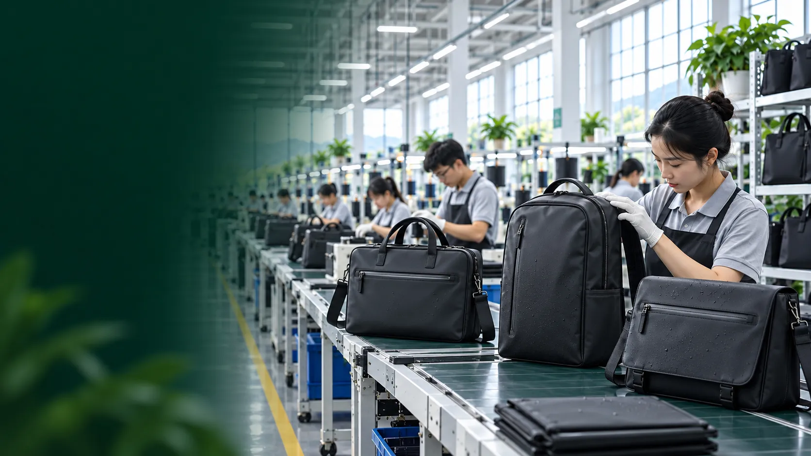 Waterproof laptop bag factory production scene