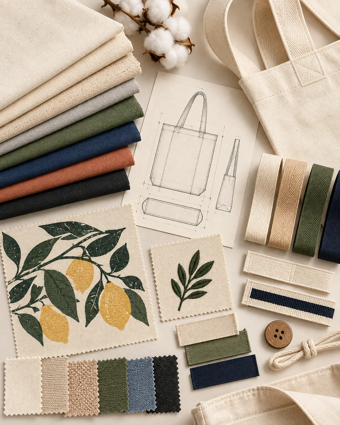 Cotton fabric customization and branding details