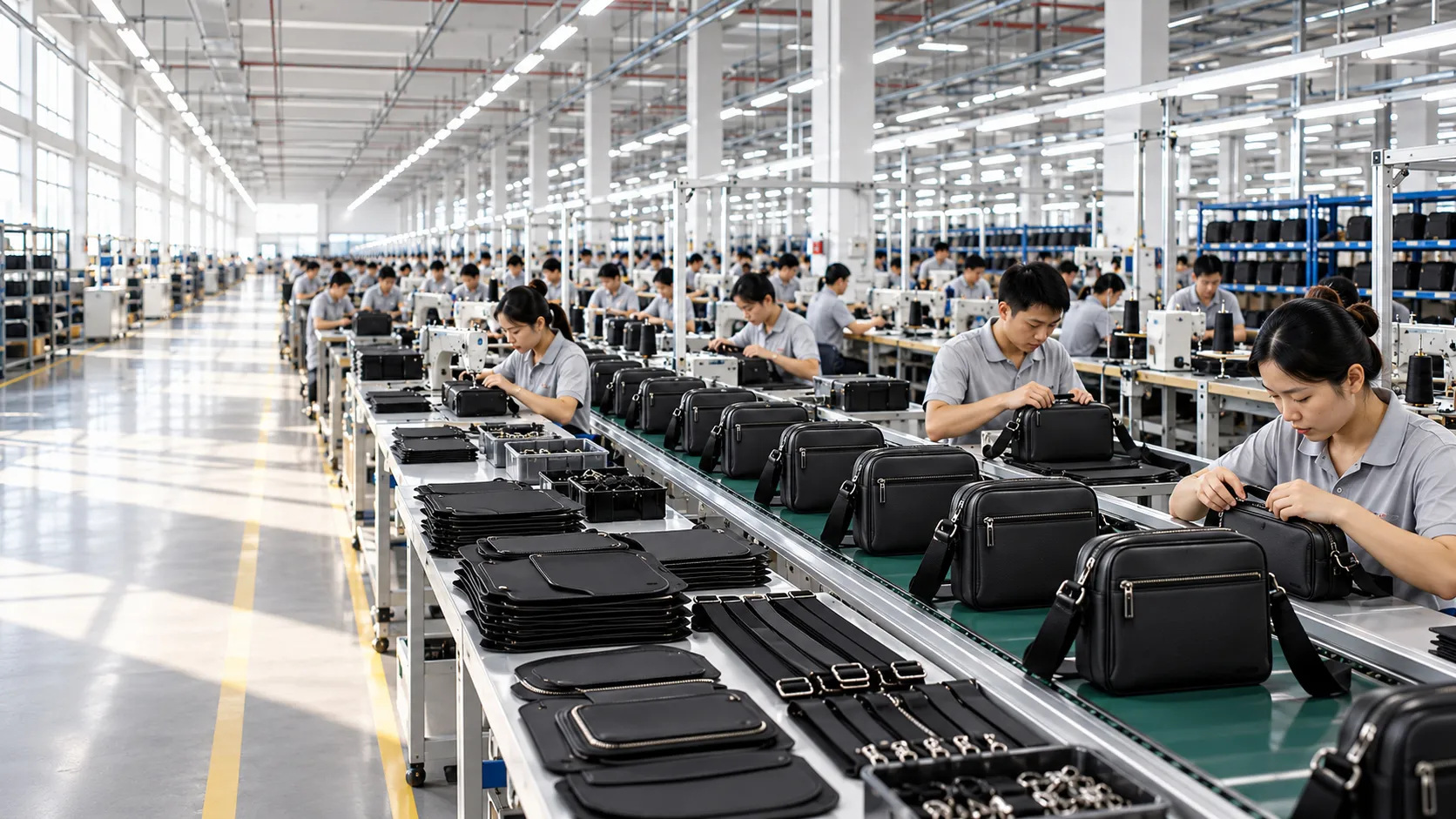 Crossbody bag manufacturing factory production line