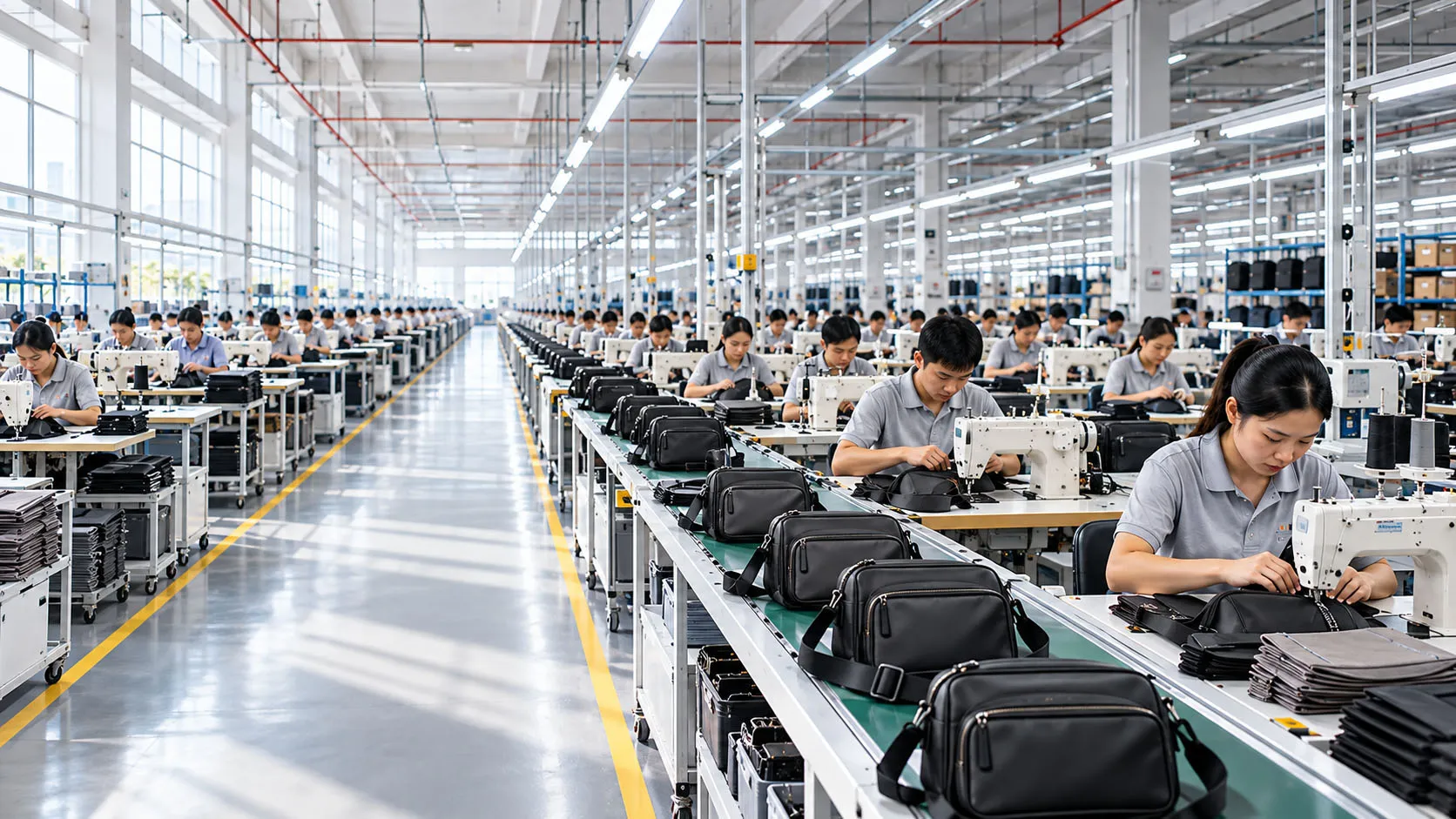 Professional crossbody bag manufacturing factory with crossbody bag production line