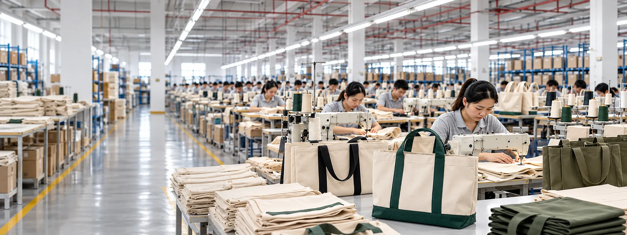 Tote bag manufacturing factory production line