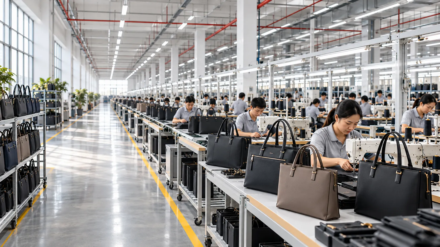Work tote bag manufacturer factory production scene